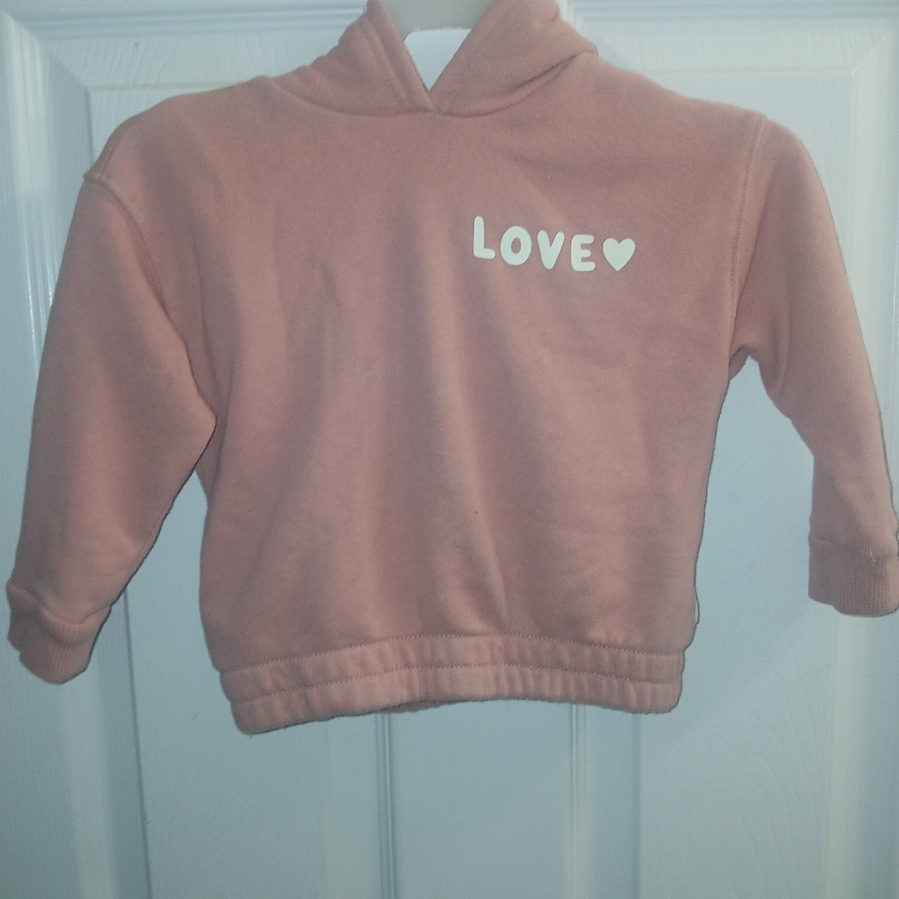 Kids Pink Hoodie with Love Print